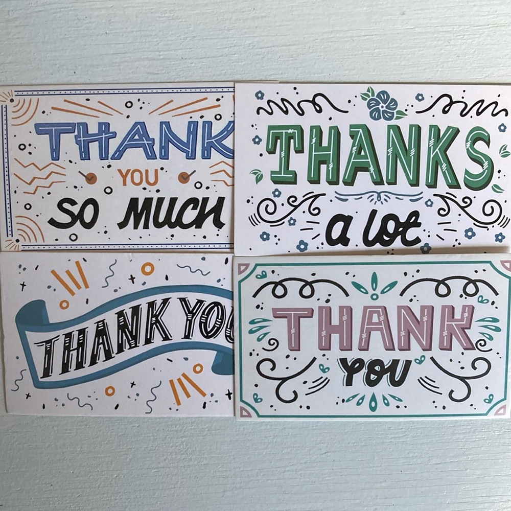 200 Retro Style Thank You Cards 3.5x2”
